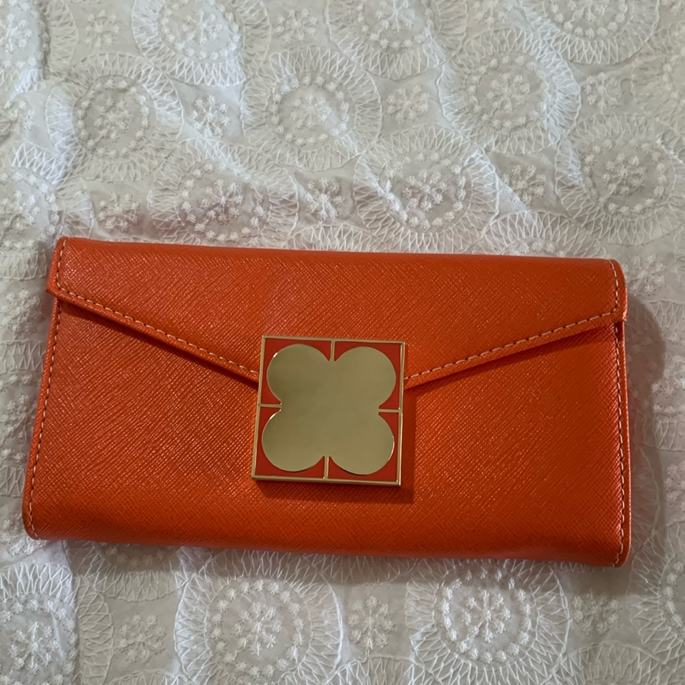Liz Claiborne Orange Wallet with Gold Accent